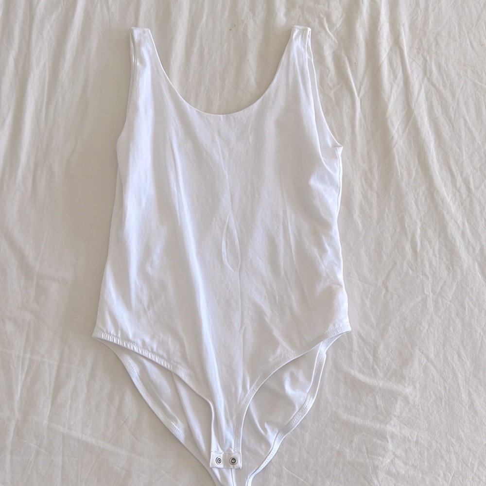 Pact White Tank Bodysuit, Size L